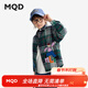 馬騎頓（MQD）MQD童裝男童夾棉格子襯衫2024冬裝兒童加厚保暖格紋襯衣外套 綠格 150
