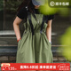 馬登工裝甲板背帶裙吊帶連衣裙夏秋季新款長(cháng)裙子綠色通勤日系收腰 軍綠色 均碼