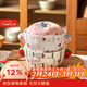 舍里草莓泡面碗陶瓷帶蓋可愛(ài)卡通帶蓋早餐碗宿舍用餐具學(xué)生高顏值面碗 粉色650ML 6.5英寸【帶蓋|可蒸可烤】