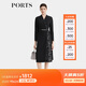 PORTS寶姿女裝2024早秋新款簡(jiǎn)約時(shí)尚印花經(jīng)典撞色拼接收腰長(cháng)袖連衣裙 黑色 M (6)