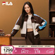 FILA 斐樂(lè )官方楊冪同款女士呢子外套2026春休閑寬松外套拼色翻領(lǐng)夾克