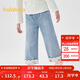 巴拉巴拉童裝兒童褲子女童春秋裝寬松直筒牛仔褲繡花時(shí)髦個(gè)性長(cháng)褲 牛仔淺藍88101 130