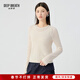 深呼吸DEEP BREATH女裝新款圓領(lǐng)豎條肌理鏤空長(cháng)袖針織衫女A301859 白 M (3)