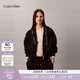 Calvin KleinJeans秋冬女士美式休閑ck寬松抓絨提花織帶連帽開(kāi)衫外套衛衣