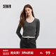 森馬（Semir）毛衣女短款假兩件正肩顯瘦2025春季新款緊身絞花毛衫慵懶氣質(zhì) 白灰色調00312 L 165/88A
