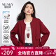 熙世界（sllsky）復古紅色棒球服短外套女2025新款秋季工裝風(fēng)拉鏈開(kāi)衫夾克 都市紅 XL