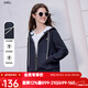 百圖（betu）女裝2025年秋季新款短外套雙色帽繩拉鏈開(kāi)襟衛衣外套上衣2509X05 深寶蘭 XS