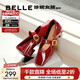 百麗（Belle）瑪德琳顯瘦時(shí)裝瑪麗珍鞋女氣質(zhì)優(yōu)雅單鞋B2440AQ5 復古紅色 -亮面 38 (240mm)