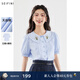 詩(shī)凡黎藍色刺繡娃娃領(lǐng)襯衫2024夏新款流行減齡小衫別致漂亮襯衣女 天藍 M 160/84A