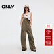 ONLY2025秋季新款復古寬松高腰直筒長(cháng)褲牛仔背帶褲牛仔褲女|12517M001 E06蘆薈綠色 L L標準褲長(cháng)