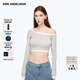 ANN ANDELMAN【陳佳儀同款】官方直營(yíng)露肩長(cháng)袖T恤女短款高腰上衣薄款皮膚衣 灰色 XS