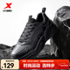 特步（XTEP）男鞋休閑鞋冬季新款保暖黑色老爹鞋軟底防滑百搭運動(dòng)鞋跑步鞋子男 黑-玄甲【皮面防潑易打理】 42 腳長(cháng)26.5cm( 新法碼42.5)