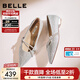 百麗（Belle）氣質(zhì)平跟單鞋女2026春新舒適低跟通勤平底便鞋B2989AQ6 銀色 38