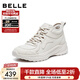 百麗（Belle）運動(dòng)風(fēng)休閑靴女冬季新款商場(chǎng)同款厚底增高高幫休閑鞋E6K1DDD5 米色-單里 39 (245mm)