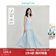 茵曼（INMAN）麻提花吊帶裙2025夏女裝新品V領(lǐng)遮肉蛋糕連衣裙 連衣裙-淺藍色 S