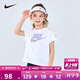 NIKE 耐克童裝大LOGO短袖T恤2025年夏季女童背后扭結設計兒童休閑上衣