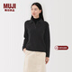 MUJI女式 羊毛混毛圈花式線(xiàn)POLO針織衫毛衣女裝上衣25年冬季 BA1QLA5A 深灰色 M (160/84A)