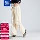 唐獅（TonLion）2024工裝褲女休閑多袋闊腿長(cháng)褲百搭 米白 L 