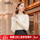百圖betu女裝冬季新款毛衣蕾絲花邊半高領(lǐng)長(cháng)袖打底衫女2311T30 米白 L
