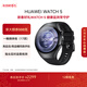 華為 【送禮送健康】HUAWEI WATCH 5 46mm基礎款深錆色不銹鋼表殼蒼穹黑首創(chuàng  )X-TAP智感窗eSIM通信手表