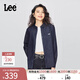 Lee25早秋新品標準版型翻領(lǐng)刺繡小Logo深藍色女長(cháng)袖牛仔襯衫休閑 深藍色 M