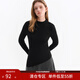 范思藍恩斜下擺高領(lǐng)羊毛打底衫女2025秋新款時(shí)尚保暖針織上衣4050 經(jīng)典黑 M