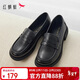 紅蜻蜓秋冬樂(lè )福鞋女士牛皮小皮鞋復古休閑女鞋一腳蹬女鞋WTB43660黑37