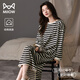 貓人純棉睡裙女長(cháng)袖2026春季條紋長(cháng)款連衣裙寬松大碼可外穿家居服新款 LMSJ1103 【主圖款】 M 【推薦155-162CM/80-105斤】