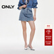 ONLY2025秋季新款燙鉆設計高腰A字裙褲短褲牛仔褲女|125143005 J34390洗水牛仔藍 S