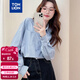 唐獅（TonLion）2025秋女藍條長(cháng)袖襯衫