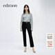 edition牛仔褲女春新款后腰刺繡黑色九分直筒褲顯瘦煙管褲 牛仔黑色 L