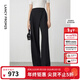 朗姿黑色高級感西褲冬季新款高腰氣質(zhì)闊腿長(cháng)褲西裝褲休閑褲女 黑色 XL
