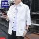 羅蒙七分袖襯衫男士2025春秋百搭潮牌工裝休閑潮流襯衣男裝外套潮牌 01白色 XL