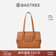 BAGTREE明星同款包包樹(shù)海豚包輕奢品牌植鞣皮托特包大容量通勤女士電腦包 中號-焦糖色 能裝A4資料 高級小眾