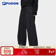 FILA FUSION斐樂(lè )潮牌梭織長(cháng)褲女2025冬季時(shí)尚休閑寬松直筒褲