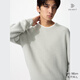 優(yōu)衣庫男裝女裝可機洗3D圓領(lǐng)針織衫/長(cháng)袖毛衣毛衫482321 02 淺灰色 L