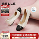 百麗（Belle）小香風(fēng)平跟單鞋女商場(chǎng)同款蝴蝶結媽媽淺口鞋Z8R1DAQ4 米白 35 (225mm)