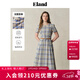 ELAND【法國亞麻】衣戀連衣裙女格紋側口袋裙子2025夏季新款淡人 撞色(99)MIX-A款EEOWF24B03 L /170