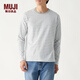 MUJI MUJI 男式 印度棉天竺編織 條紋圓領(lǐng)長(cháng)袖T恤 ABD01A0S 灰色X橫條 S