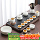 尚言坊羊脂玉白瓷功夫茶具整套帶茶盤(pán)高檔家用千里江山茶杯泡茶器全套裝