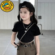 G.duck女童夏裝套裝2026新款韓版小女孩酷潮短袖西裝褲洋氣感兩件套 M字母印花T恤 130 cm
