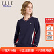 ELLE ACTIVE 舒緩極簡(jiǎn)系列V領(lǐng)衛衣女裝秋季百搭活力拼色休閑通勤舒適衛衣女 藏青色 L