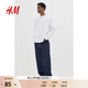 H&M男裝女裝T恤2025冬季新款圓領(lǐng)標準長(cháng)袖寬松版打底衫1257515 白色 M 175/100(EUR M)