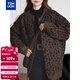 唐獅（TonLion）2025秋冬復古豹紋圖案圓領(lǐng)寬松女開(kāi)衫外套