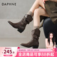 DAPHNE達芙妮棕色短靴女2025新款秋季美拉德堆堆靴西部牛仔靴尖頭騎士靴 棕色 38