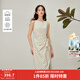 茵曼（INMAN）法式波點(diǎn)褶皺收腰無(wú)袖連衣裙2026春季女裝新款顯瘦背心裙子  淺米杏 M