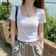 班尼路S&K系列短袖t恤女裝白色夏季新款韓版修身上衣服潮流內搭打底衫 白#純色 L