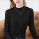 柯詩(shī)曼雙面加絨半高領(lǐng)打底衫女純色內搭春秋季洋氣韓版保暖時(shí)尚長(cháng)袖t恤 黑色 L 【建議100-115斤】