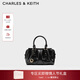 CHARLES&KEITH褶皺包掛手提小方包波士頓包情人節禮物送女友CK2-30671820 Black黑色 S
