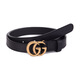 GUCCI 古馳 女士皮革皮帶腰帶雙G 黑色2cm 3cm 4cm 做舊款409417 AP00T 1000-2cm 80cm(適合29-30褲圍）